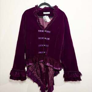 NWT Vintage Orchid Bloom Steampunk Purple Velvet Tailed Jacket Size 16